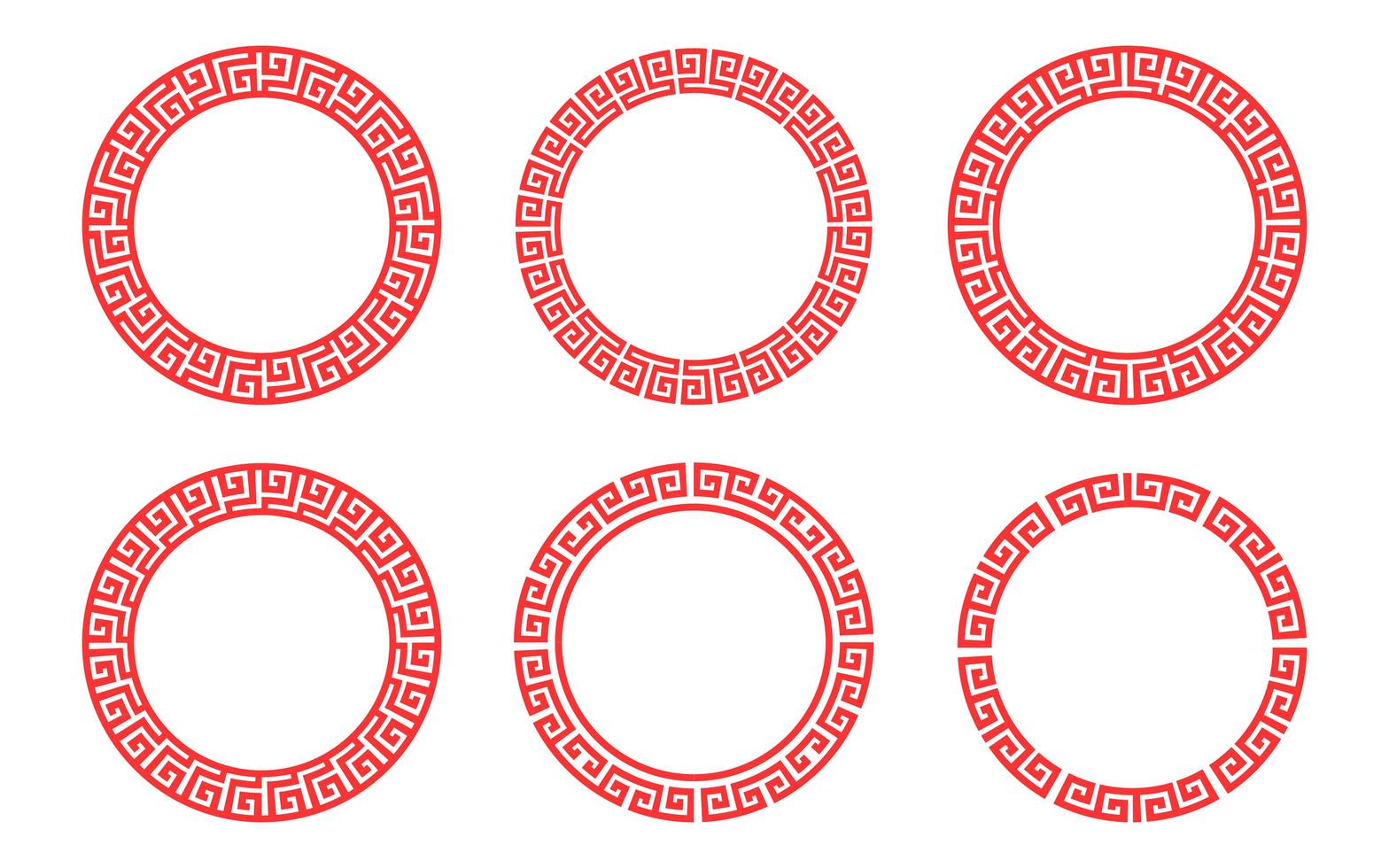 Red circle frame pattern Chinese set 1313836 Vector Art at Vecteezy