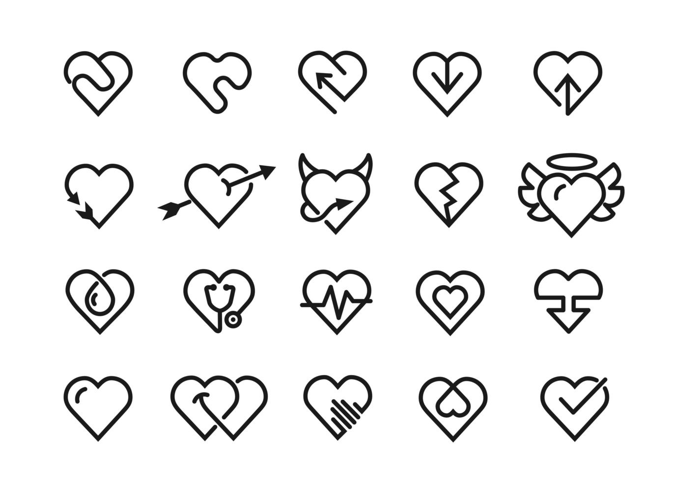 Heart line icons vector