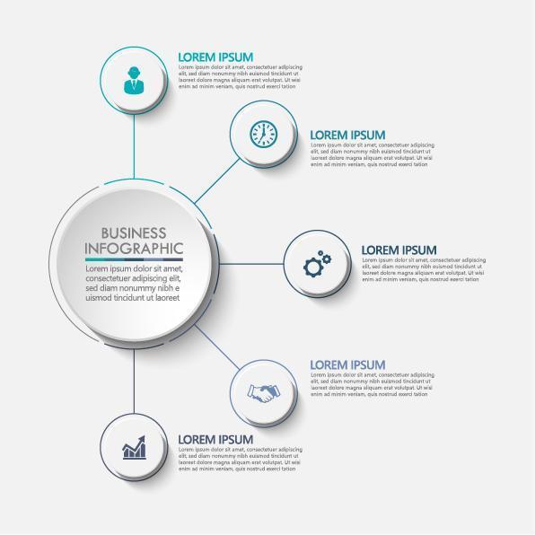 círculo de negocios infografía de 5 pasos vector