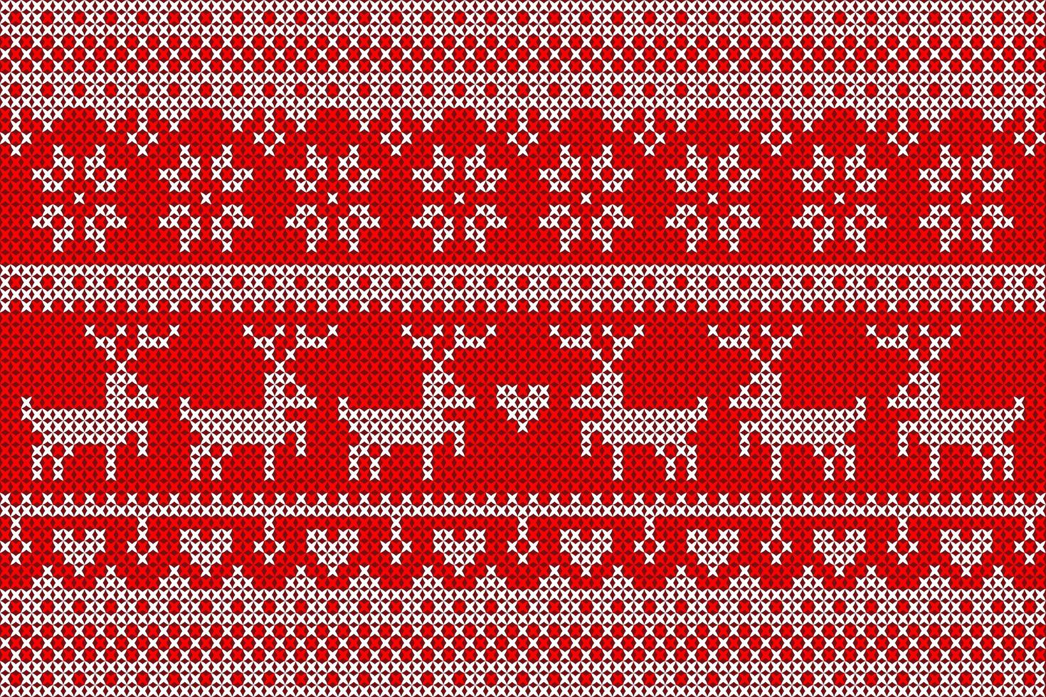 White and red knit pattern with deer vector