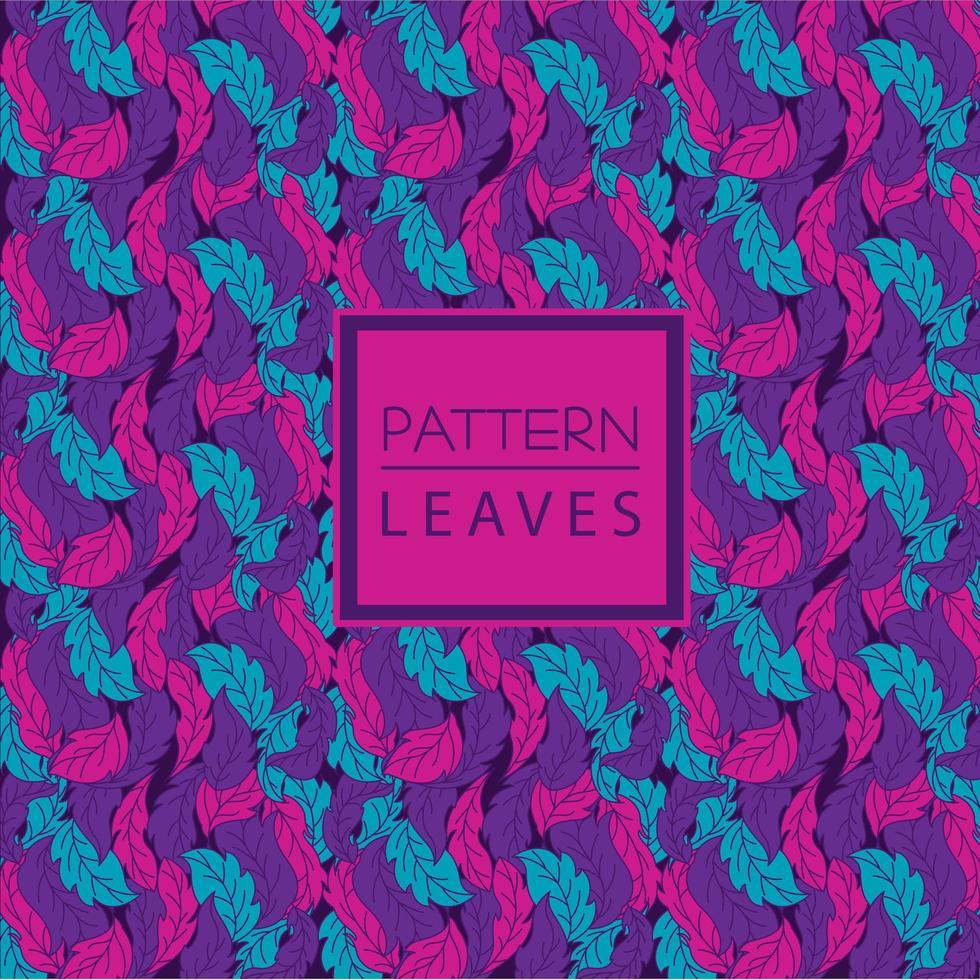 Cyan, pink and purple leaf pattern vector