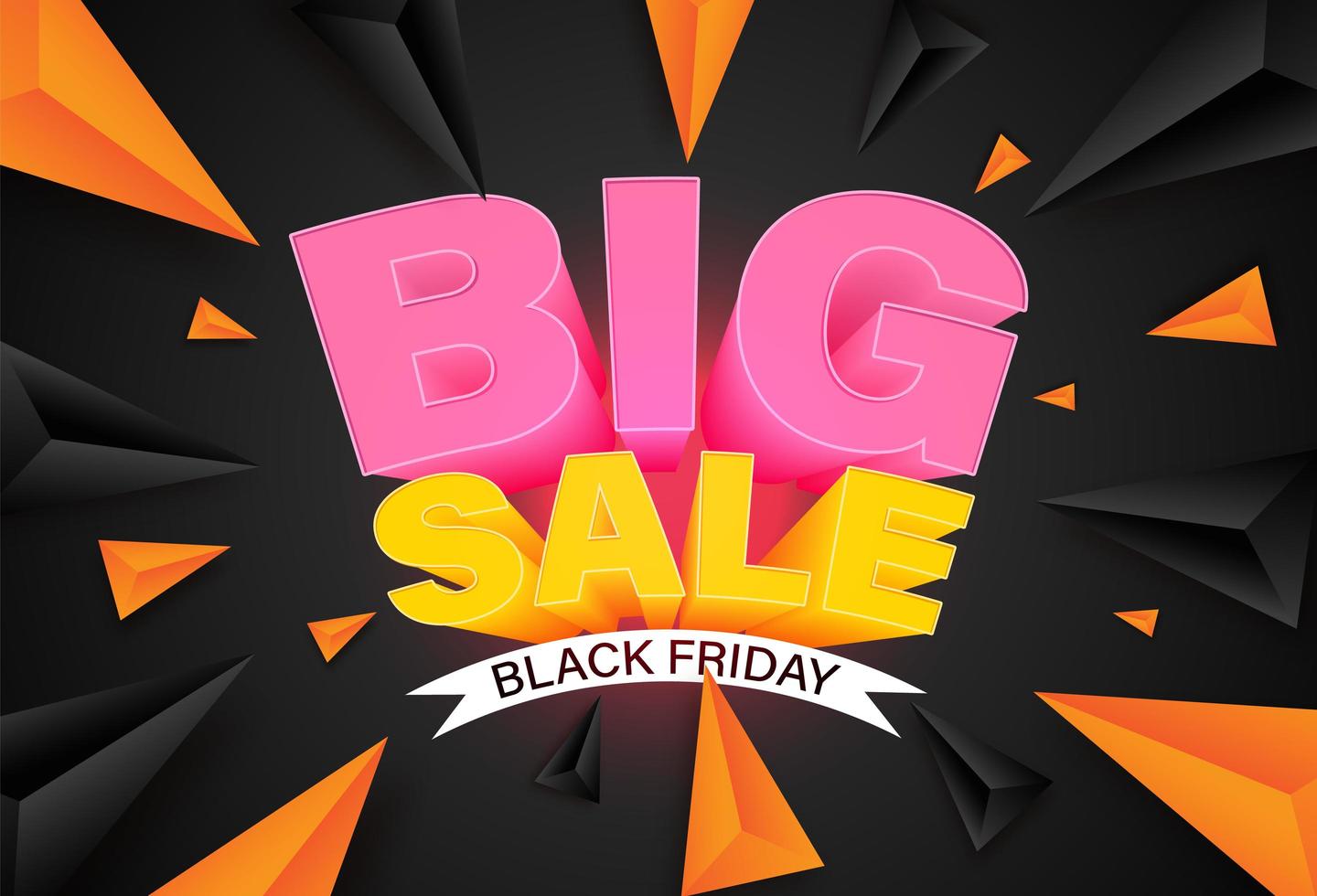 Black Friday big sale banner with dynamic triangles vector