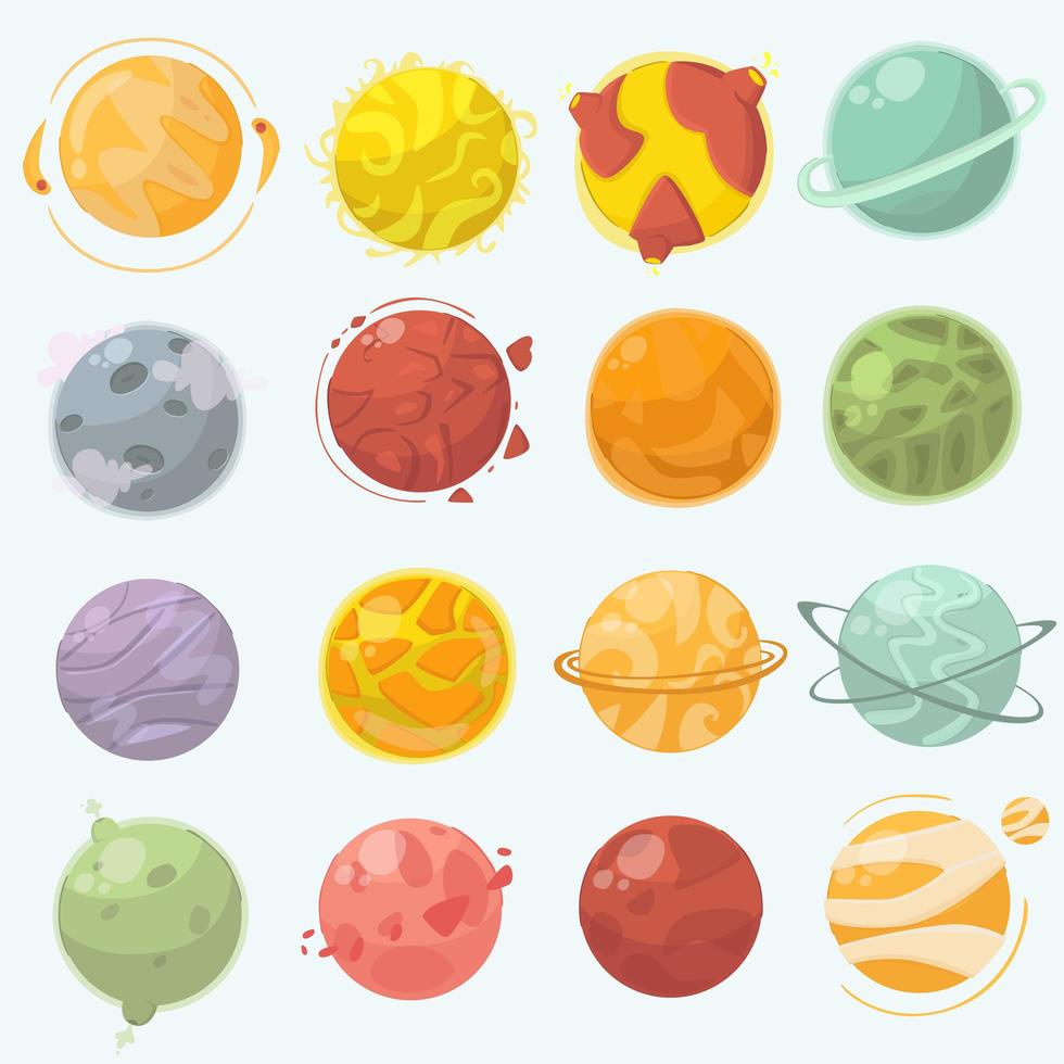 conjunto de dibujos animados de planetas vector