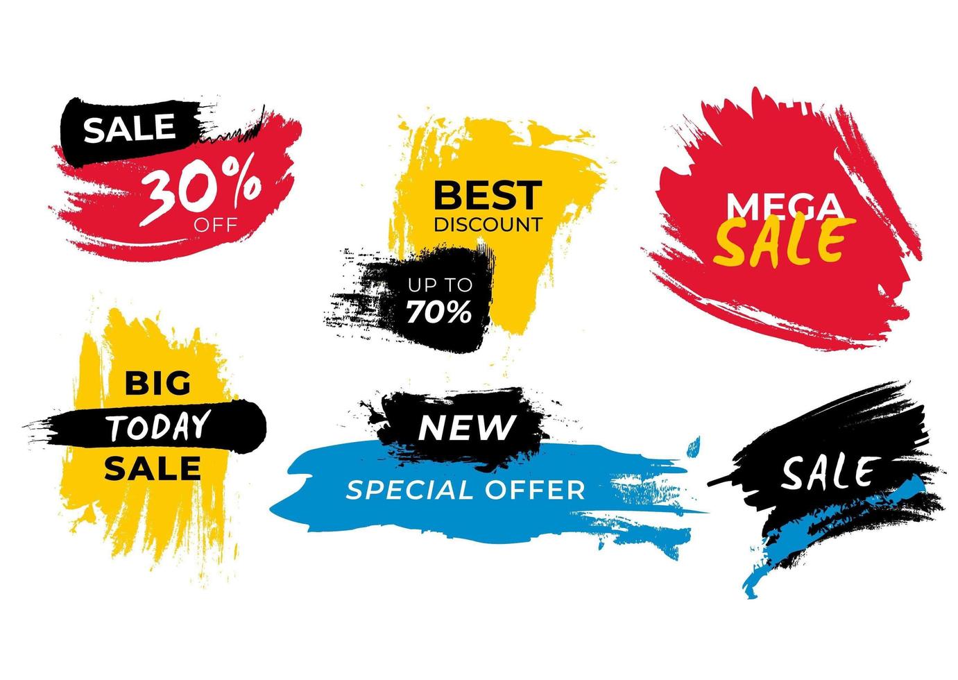 Collection of Sale Banners with Brushstrokes vector