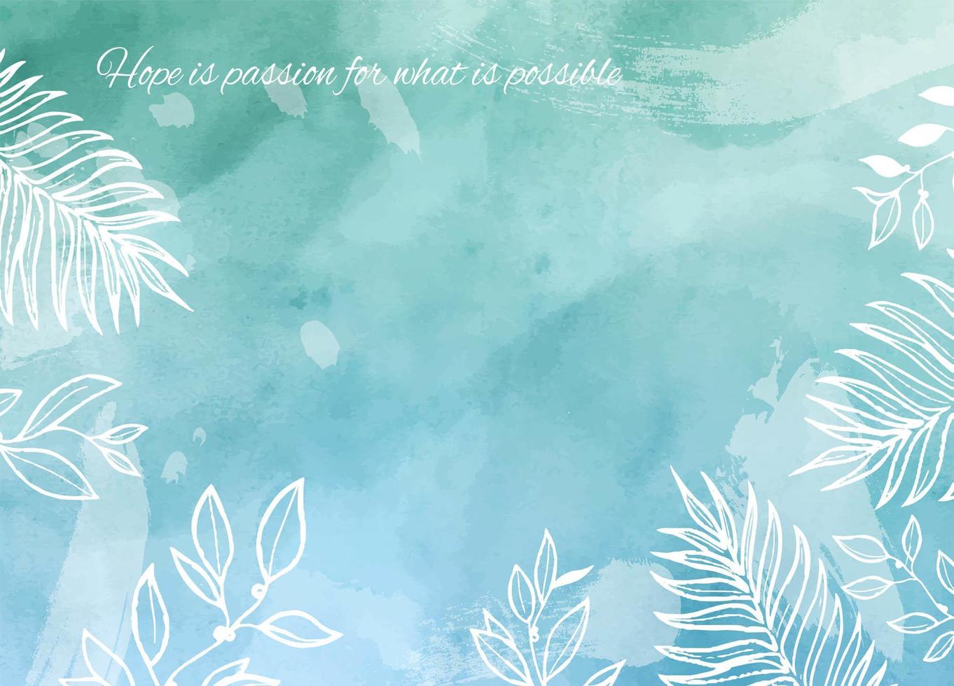 Blue and Green Watercolor Texture with Foliage vector