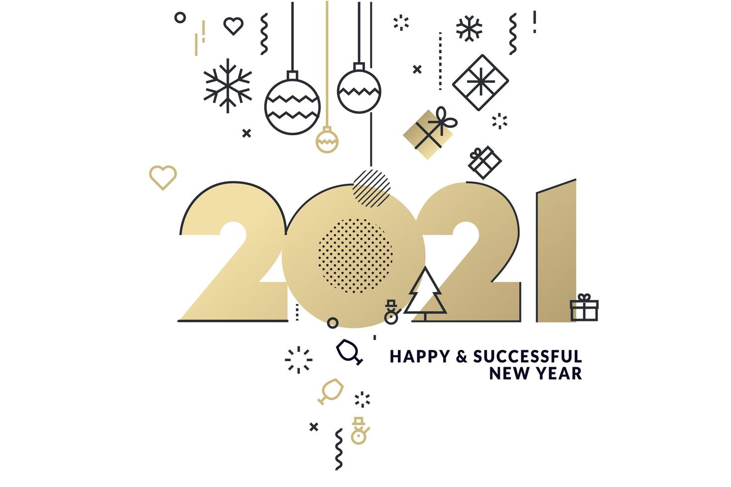 feliz año nuevo 2021 tarjeta de felicitación vector