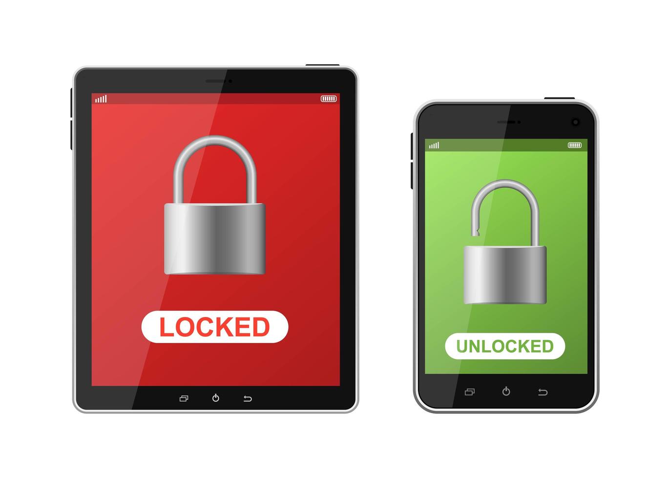 Locked phone and tablet set vector