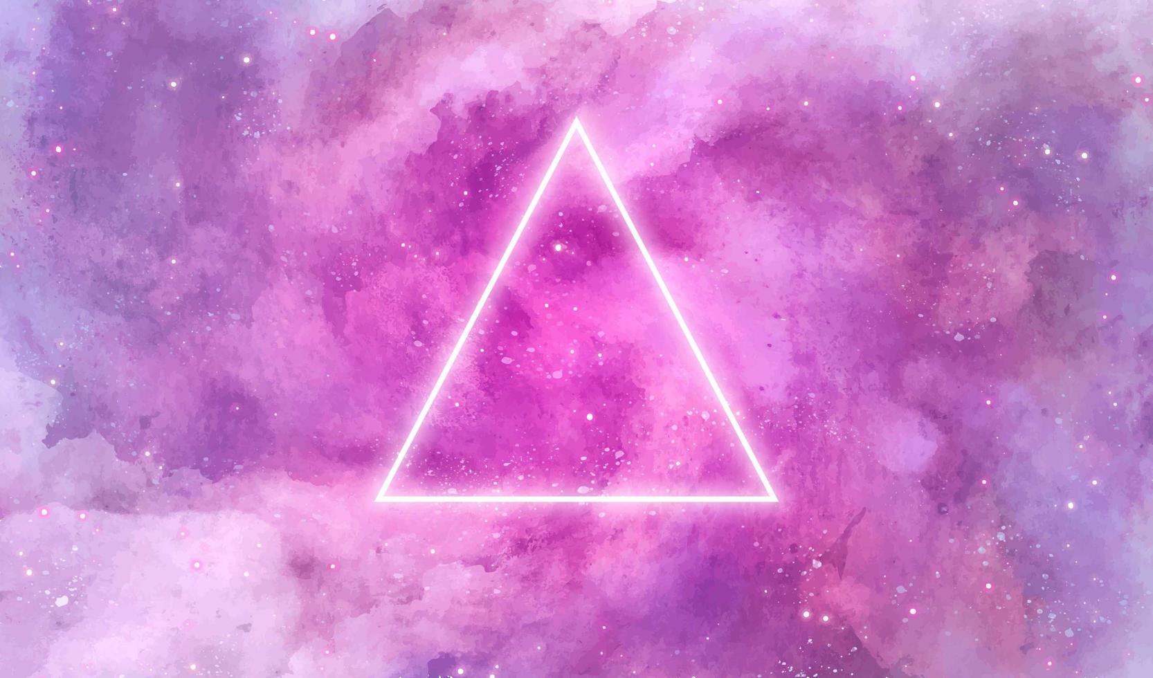 Galaxy Watercolor Texture with Neon Triangle vector