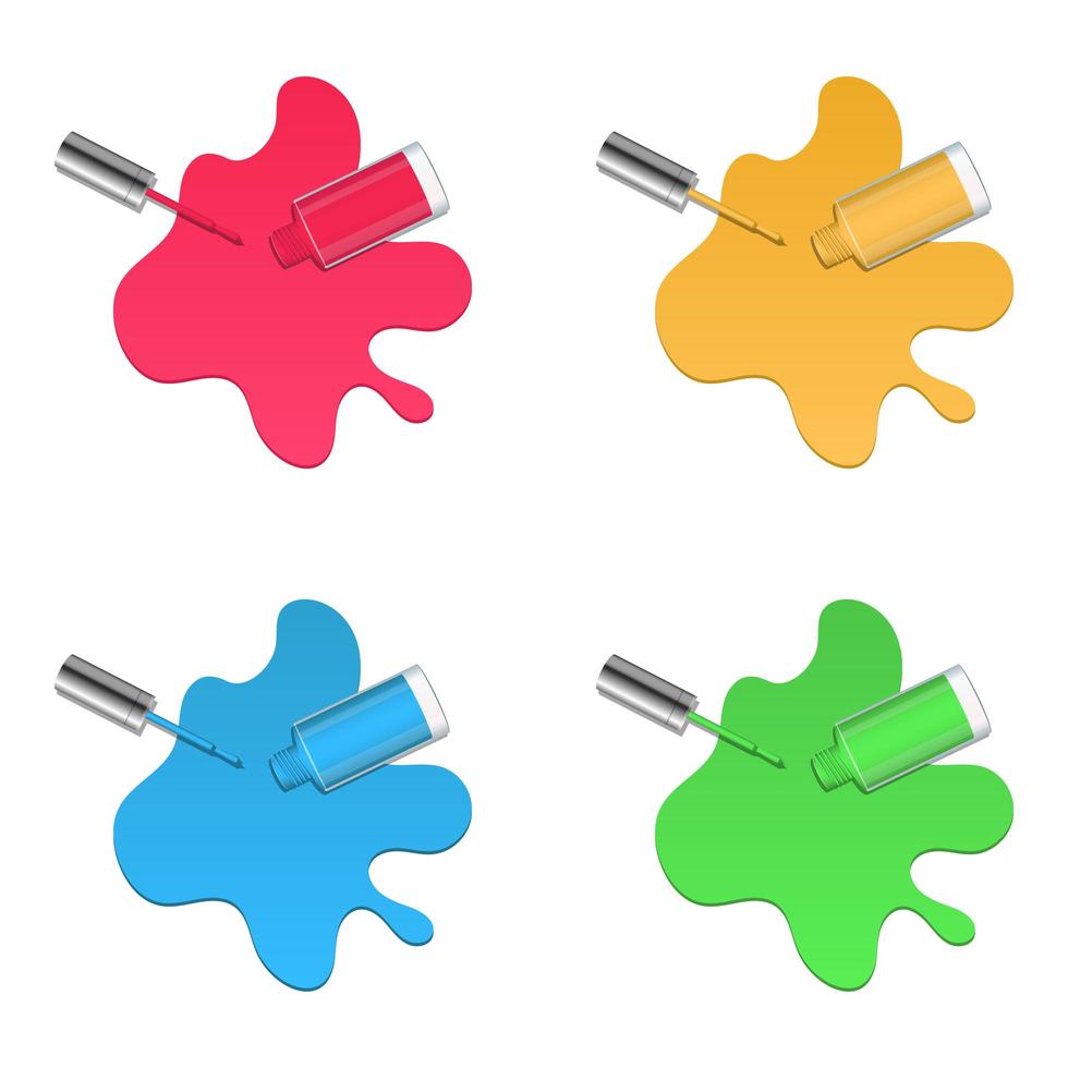 Poured nail polish set vector