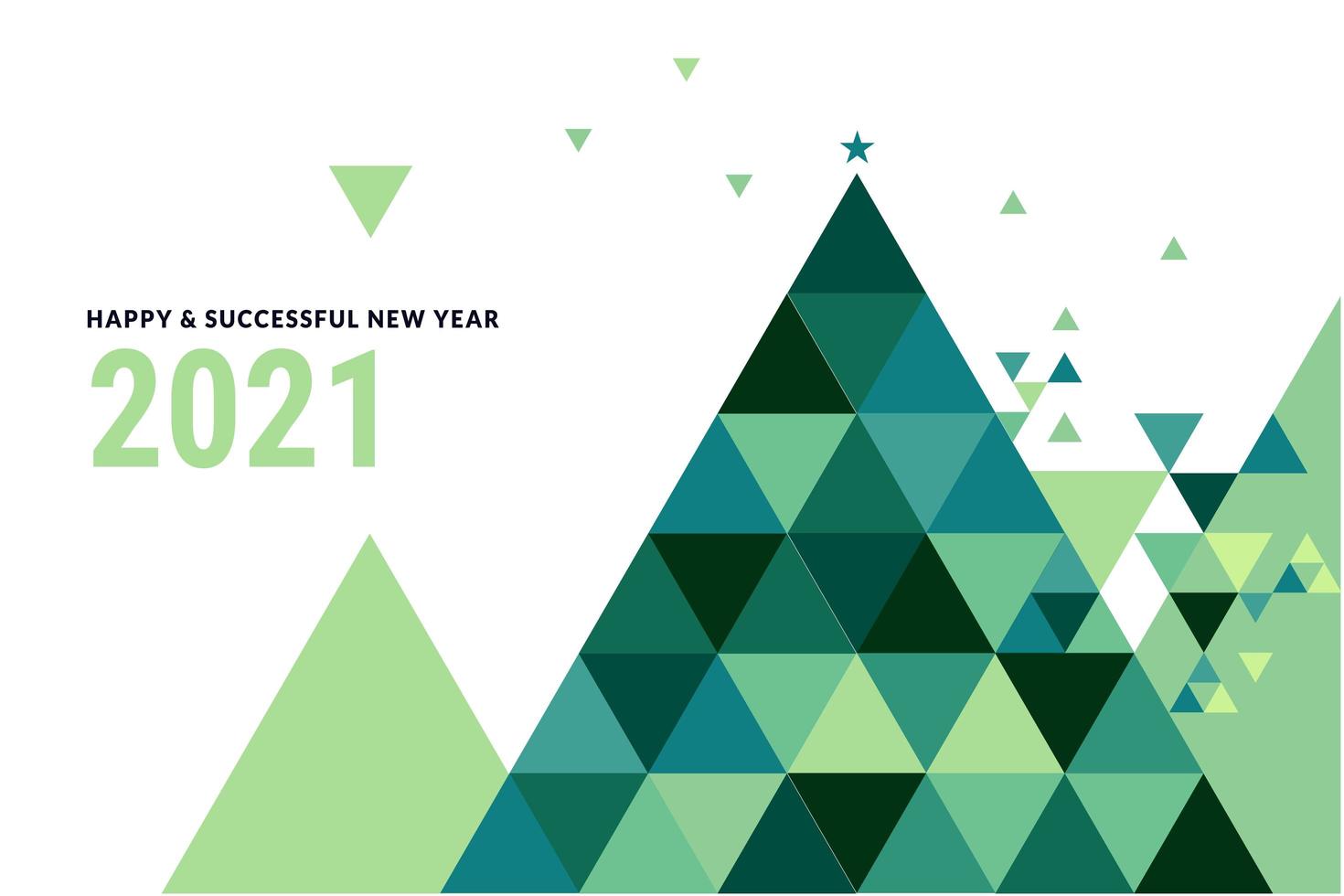 New Year 2021 Design with Polygon Christmas Tree vector