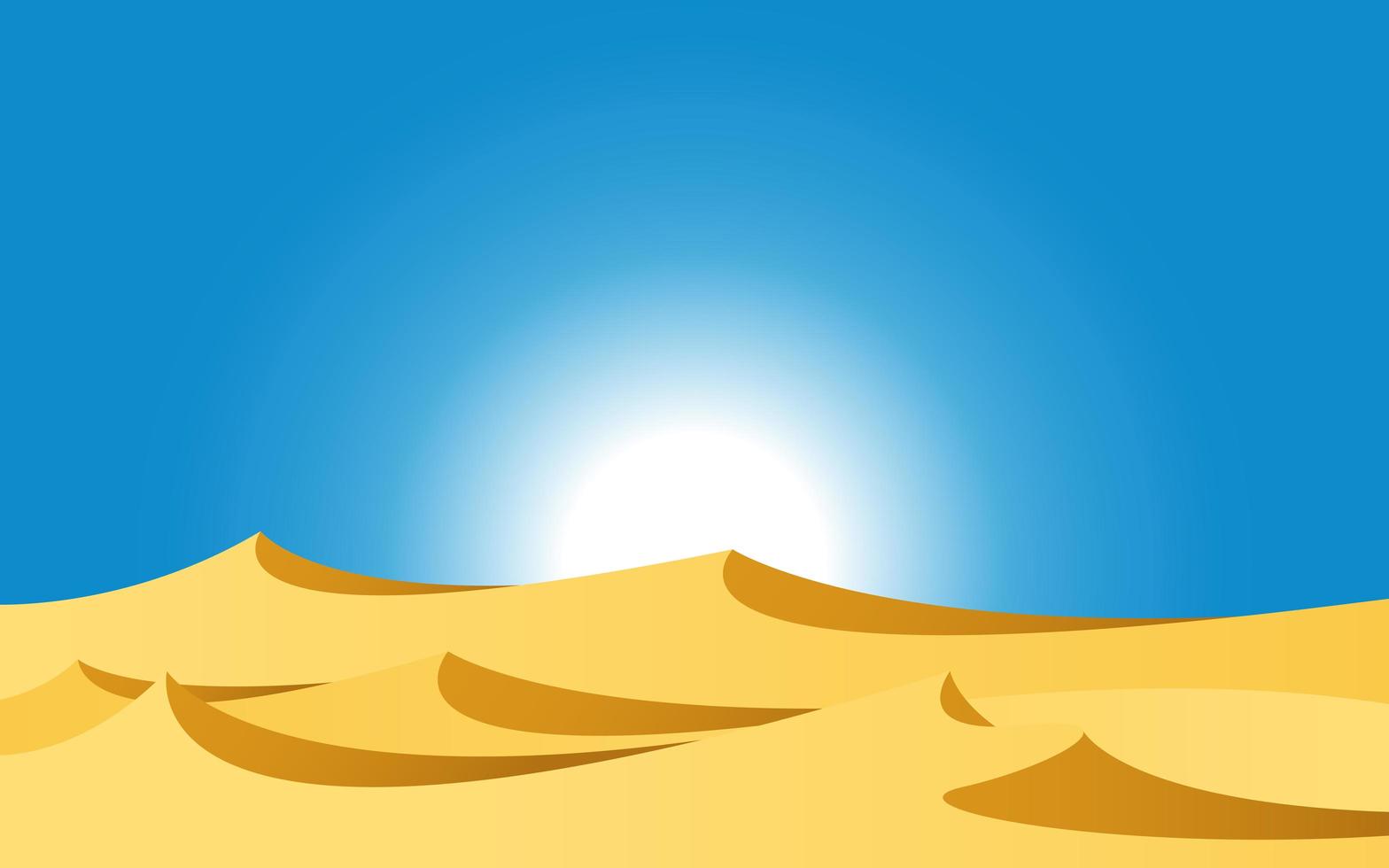 Desert landscape with bright sun vector