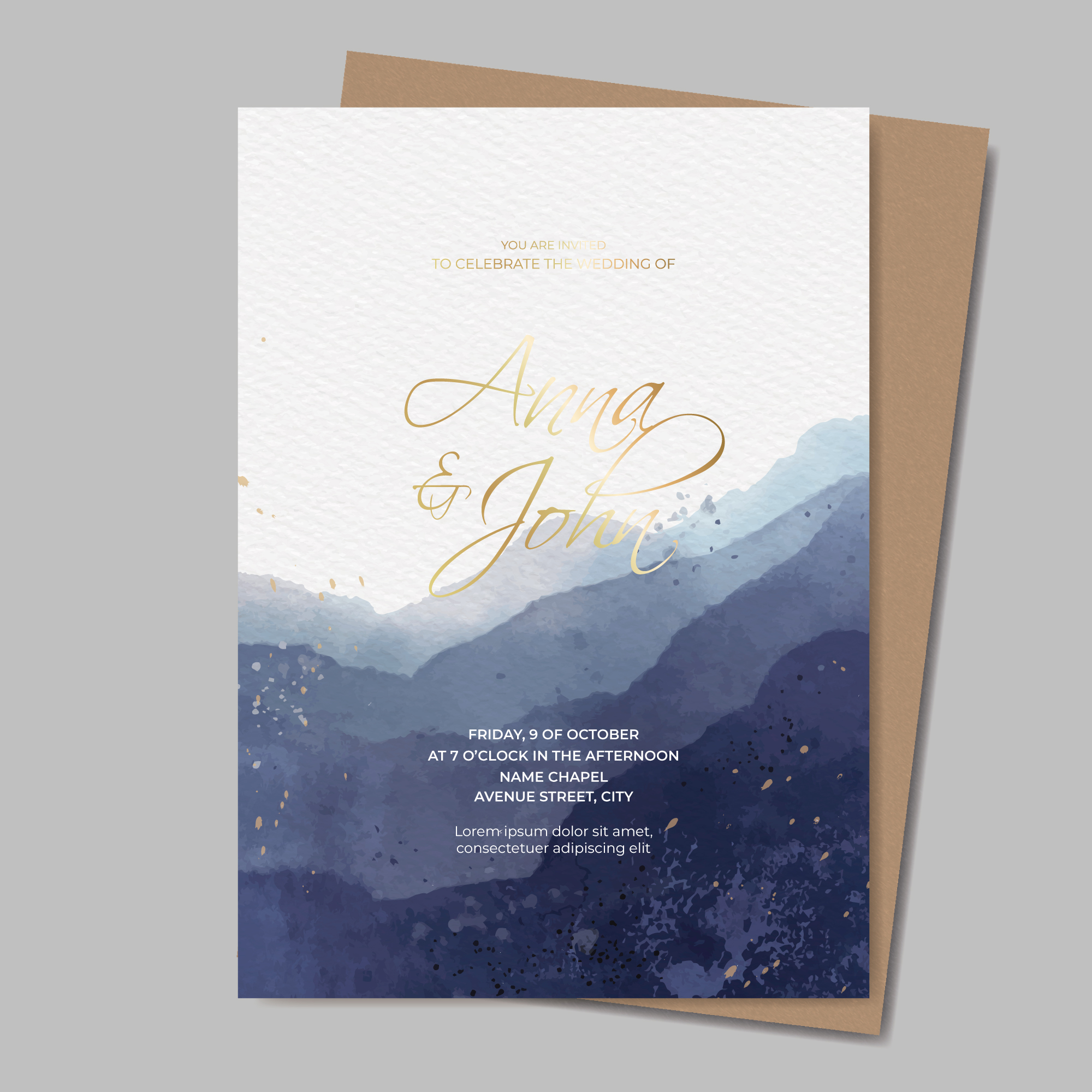 watercolor wedding invitation vector art, icons, and graphics for