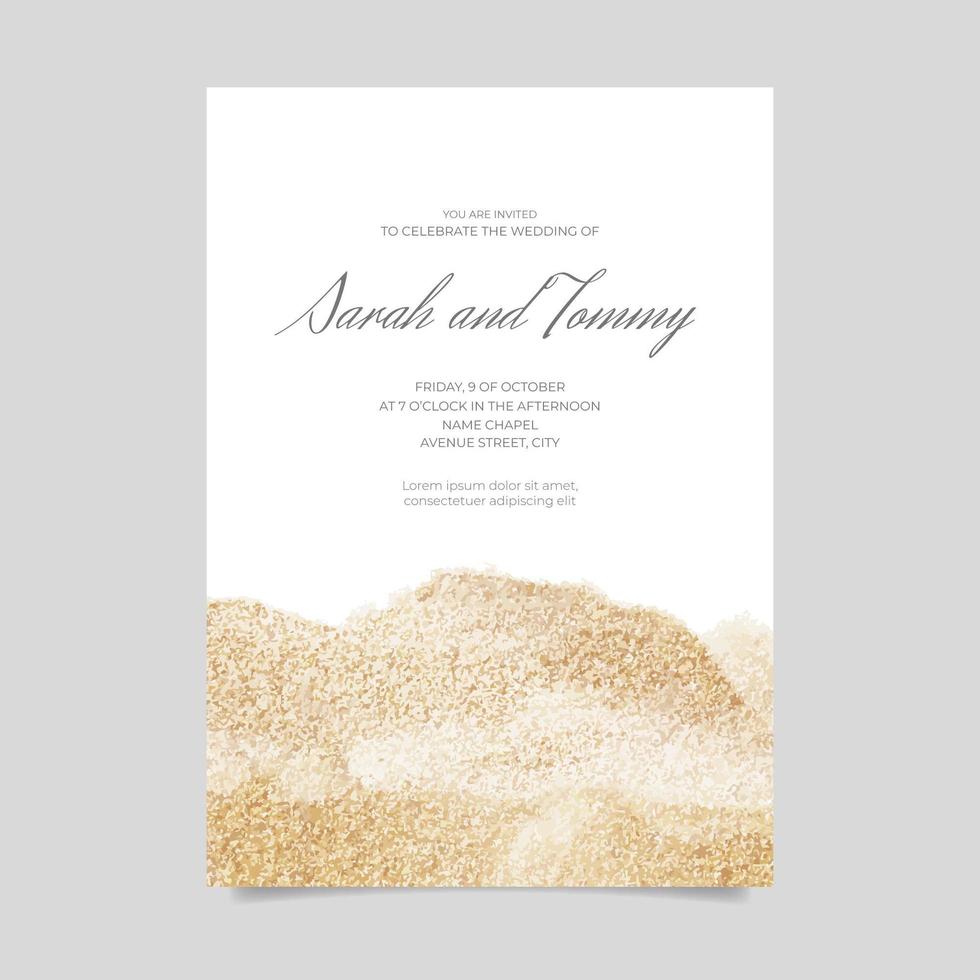 Wedding invitation with glitter texture vector