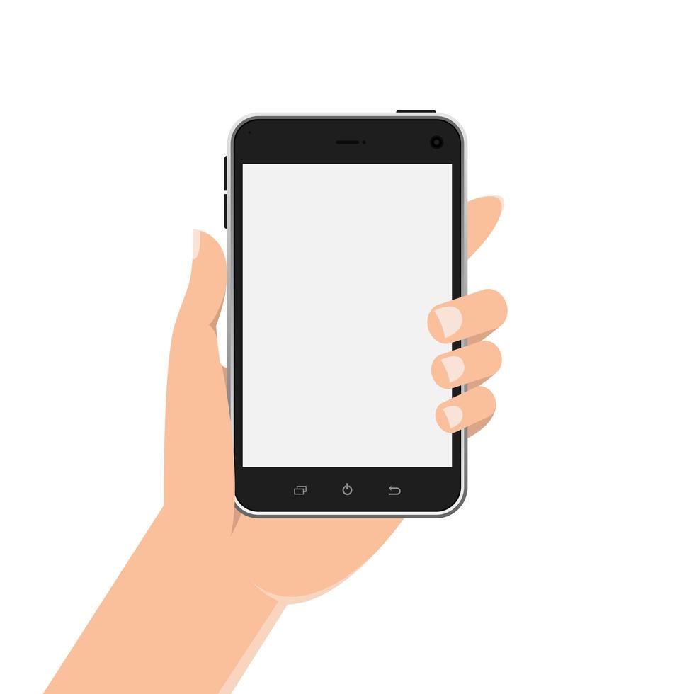 Hand holding phone vector