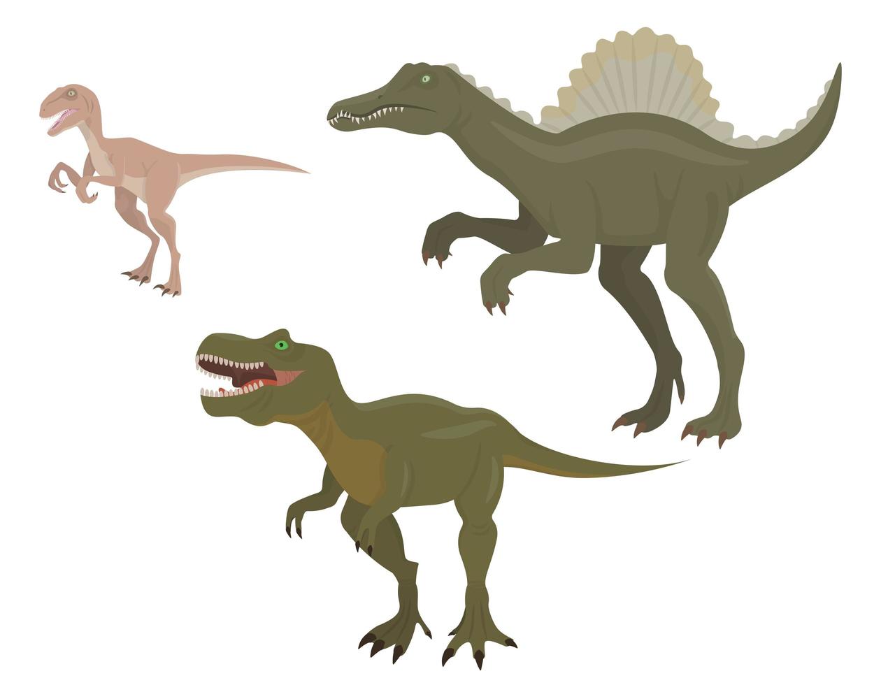 conjunto de dinosaurios depredadores vector