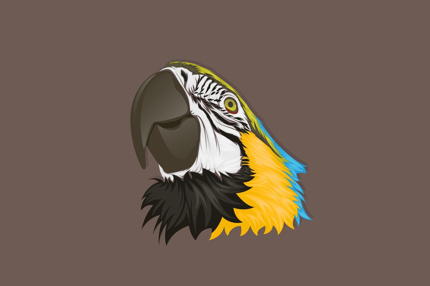 cabeza de loro azul y amarillo realista vector