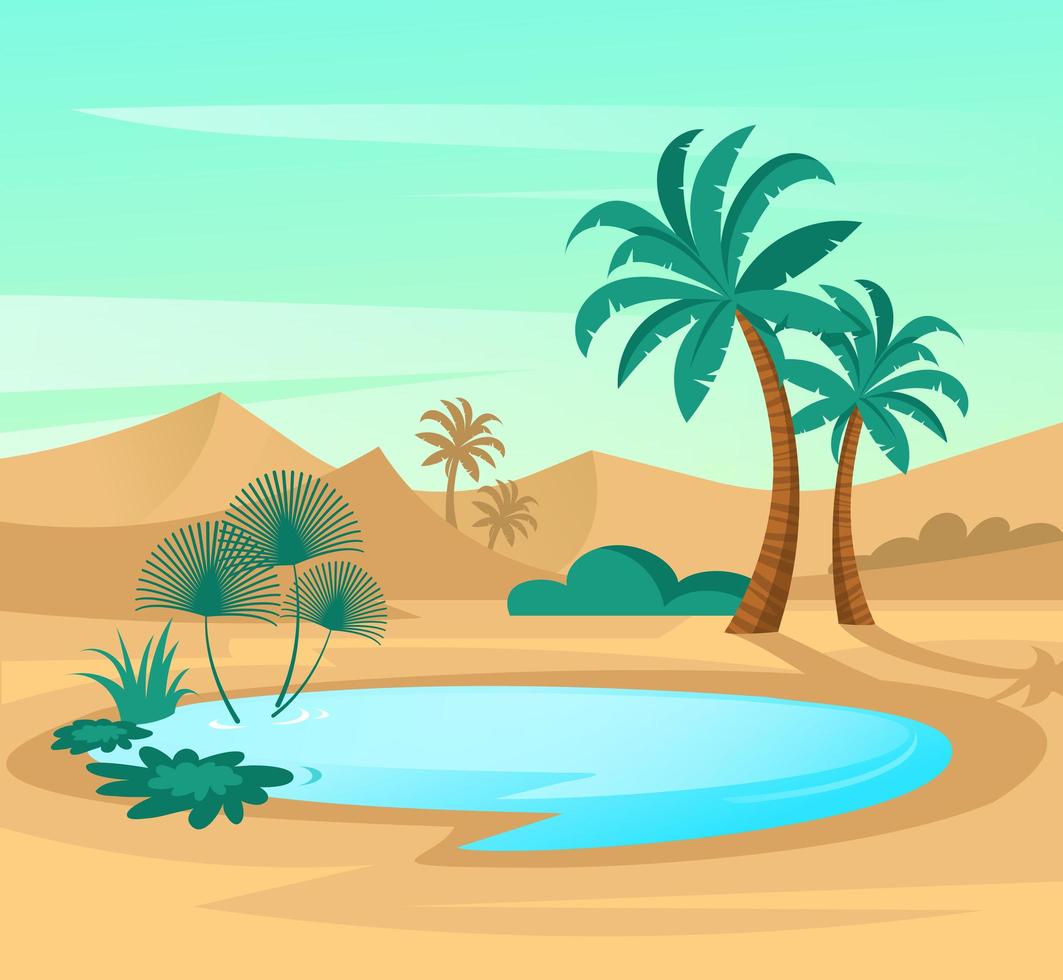Oasis in desert vector