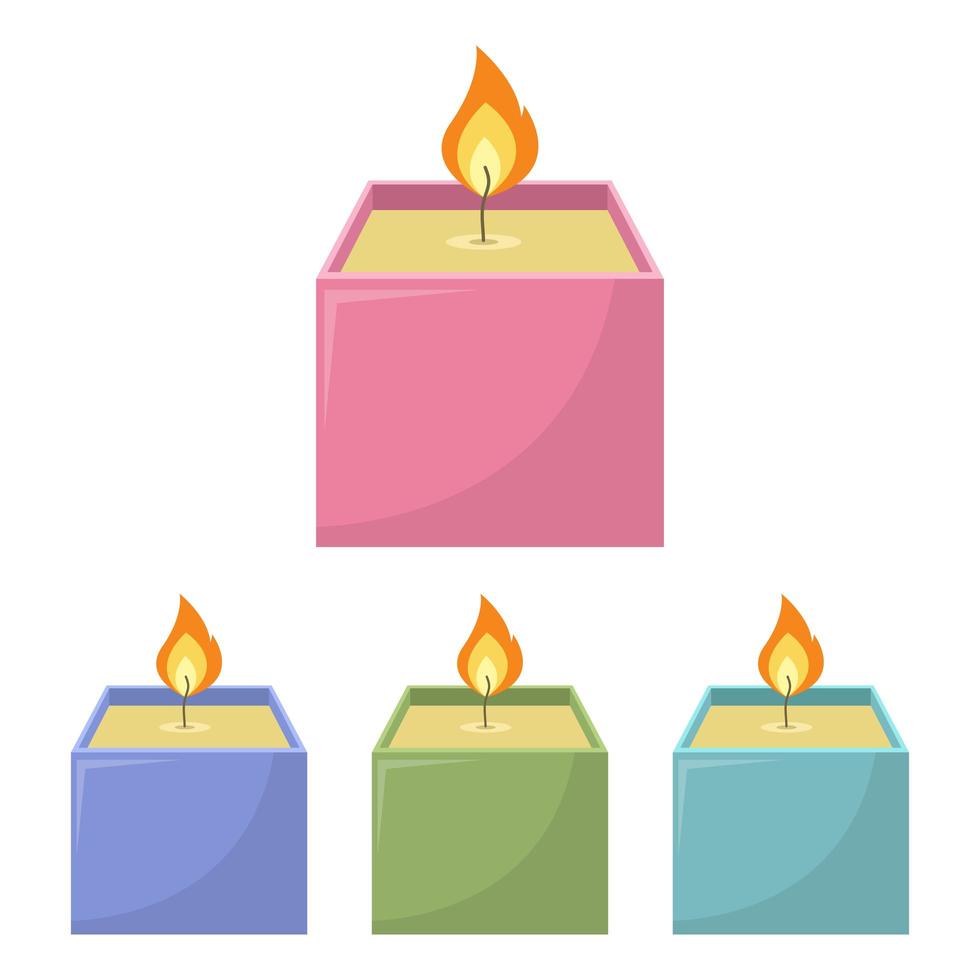 juego de velas cuadradas vector