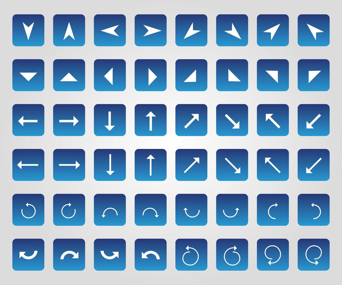 Arrow Icons in Gradient Blue Squares vector