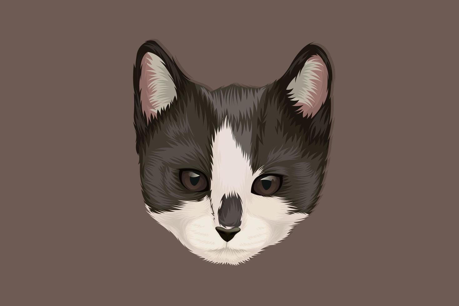 dibujo a mano blanco y negro de cabeza de gato vector