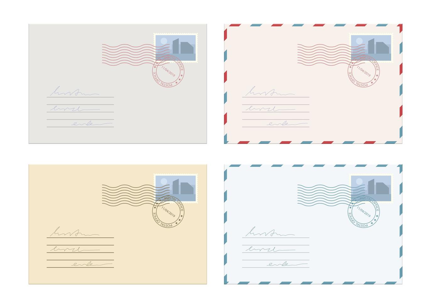 conjunto de sobres de correo vector