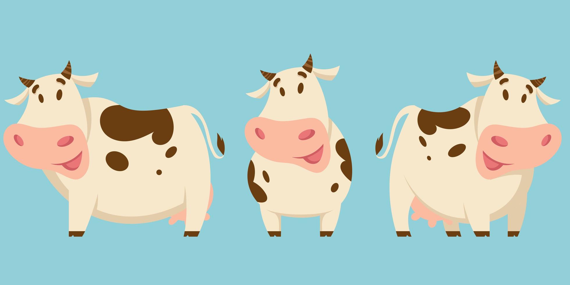 vaca en diferentes poses. vector