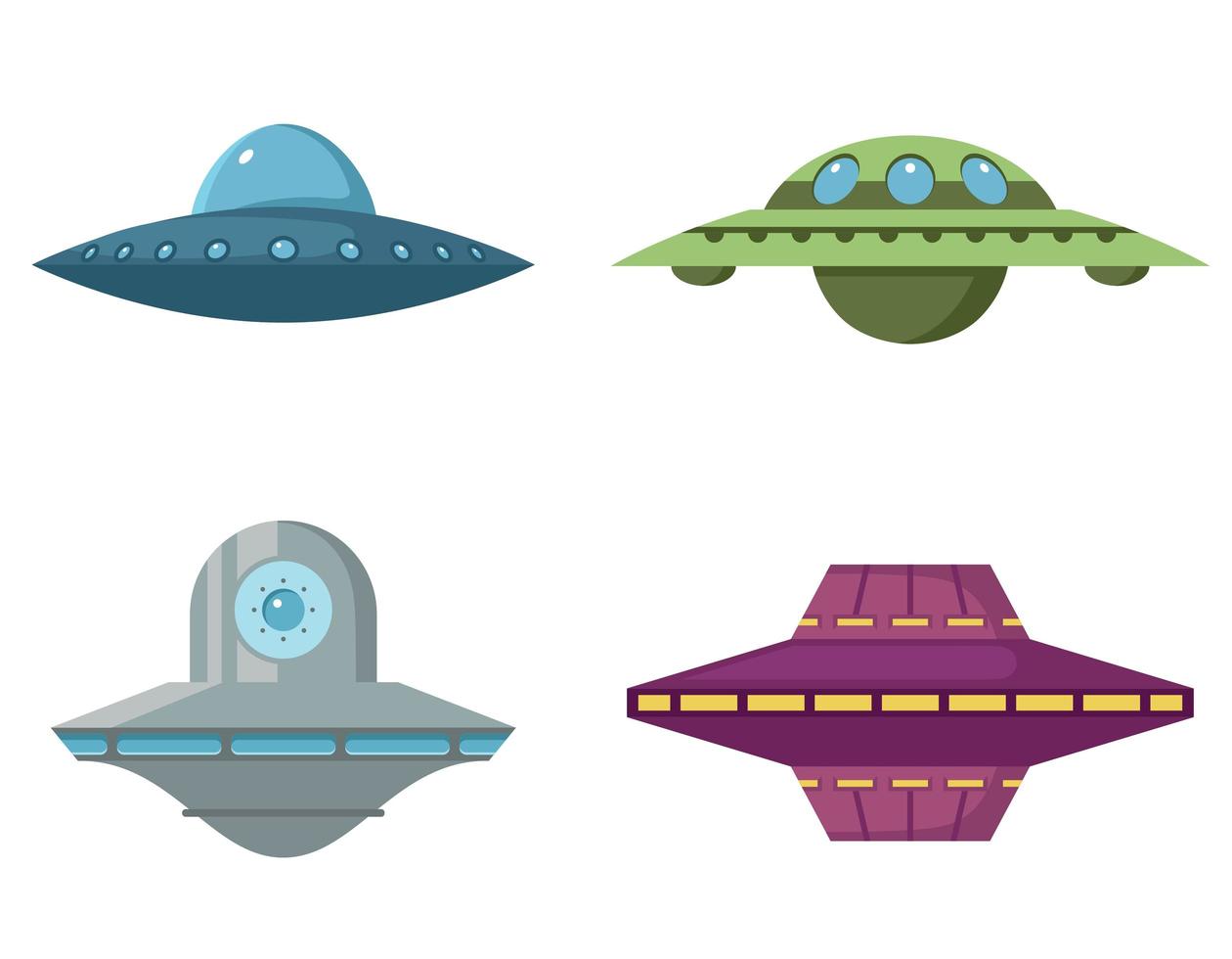 Set of various flying saucers vector