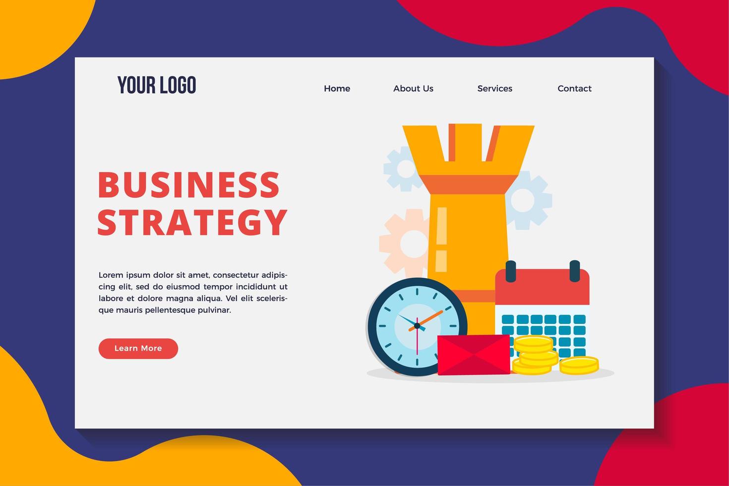 Business strategy concept Landing page template vector