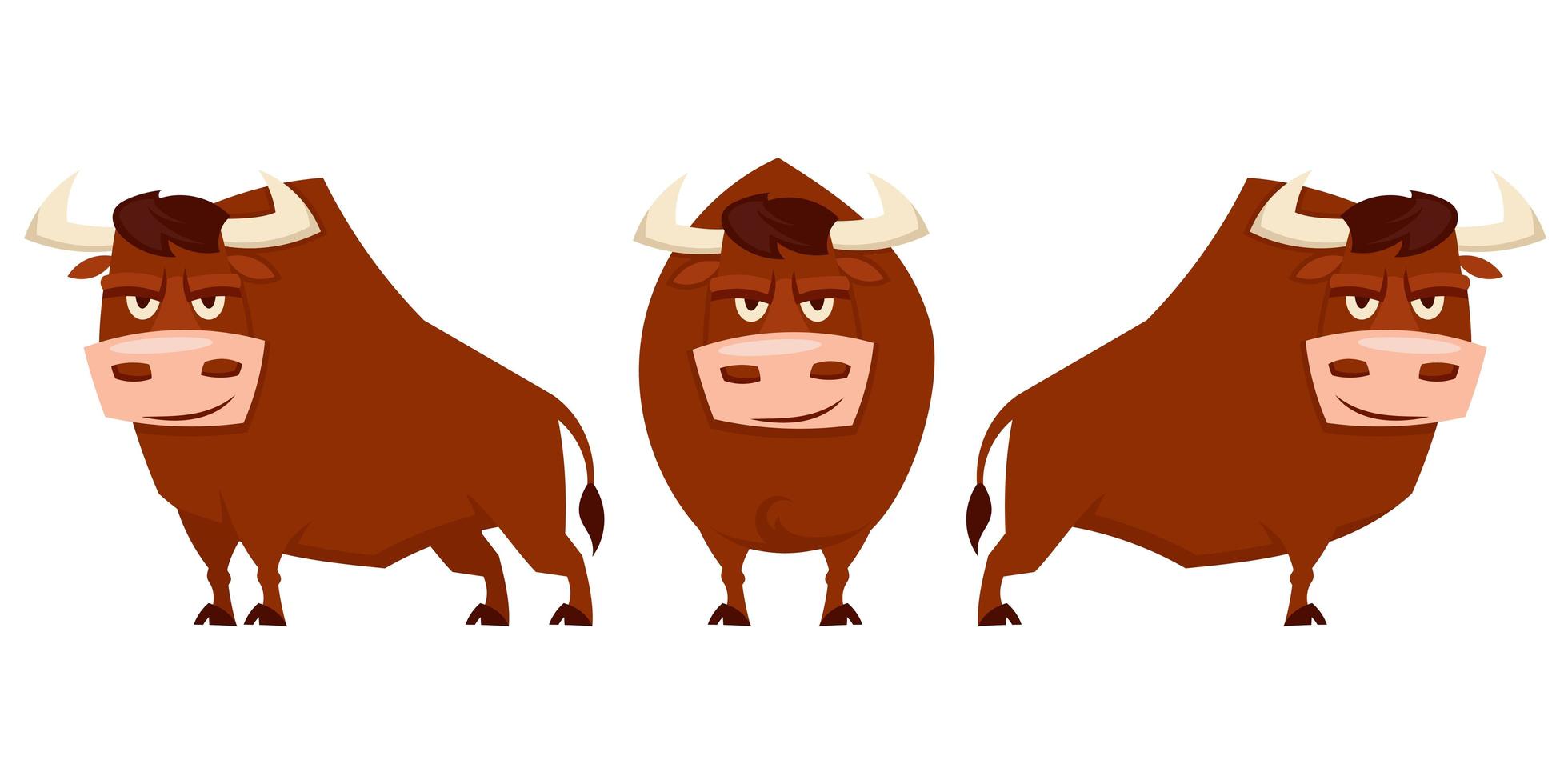 toro en diferentes poses. vector