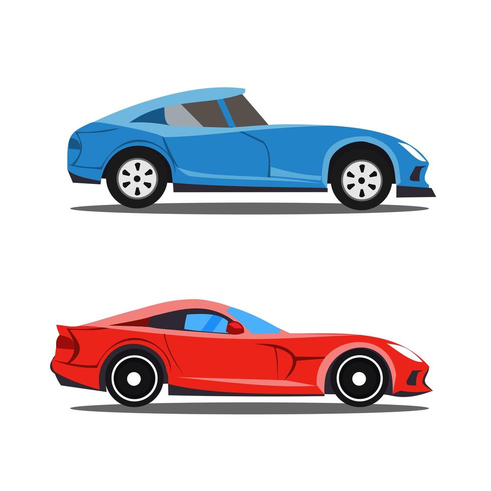 Blue and red sports car set vector