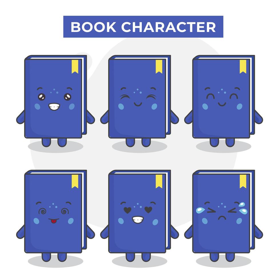 lindos personajes de libros con varias expresiones vector