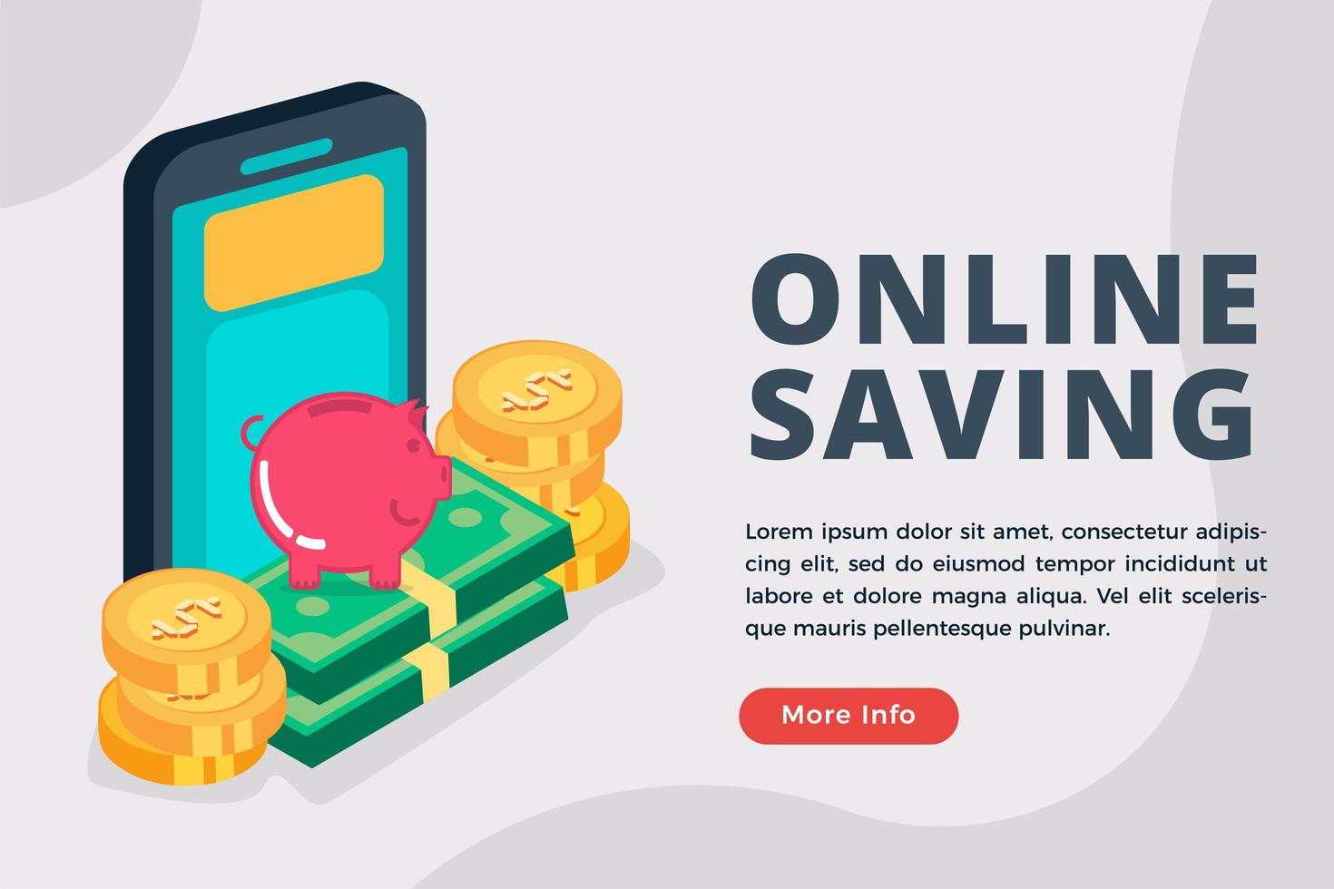 Online saving business isometric concept vector
