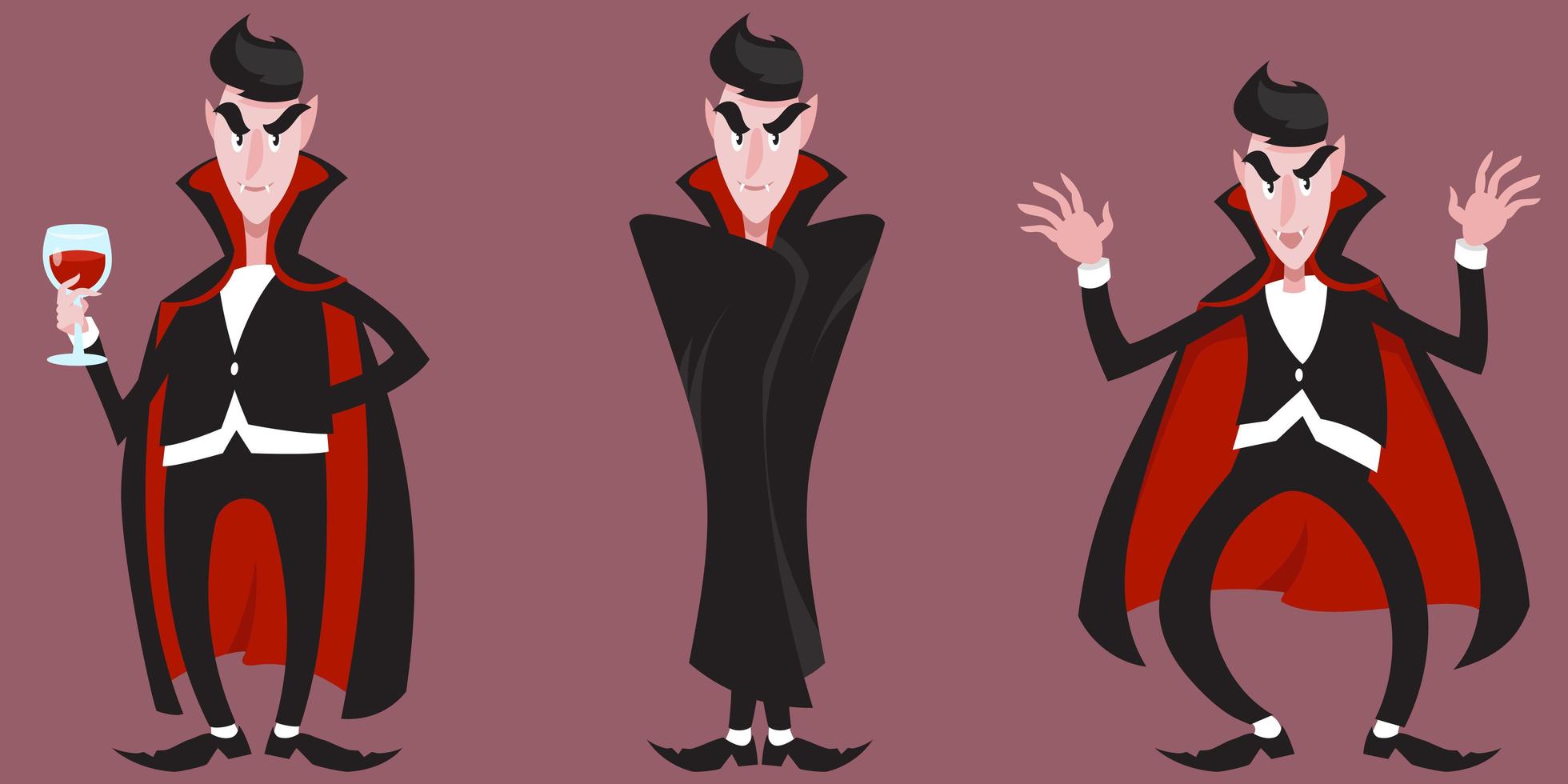 contar drácula en diferentes poses vector