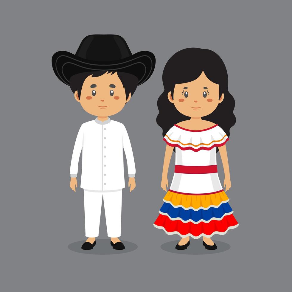 Couple Characters Wearing Venezuelans National Dress vector