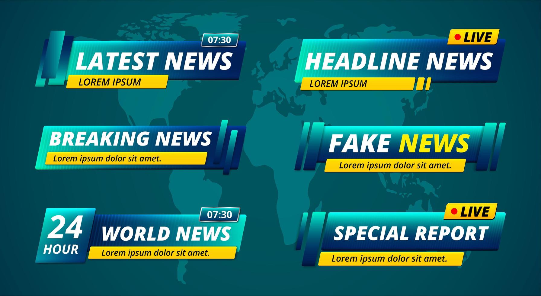 TV news headline lower third set vector