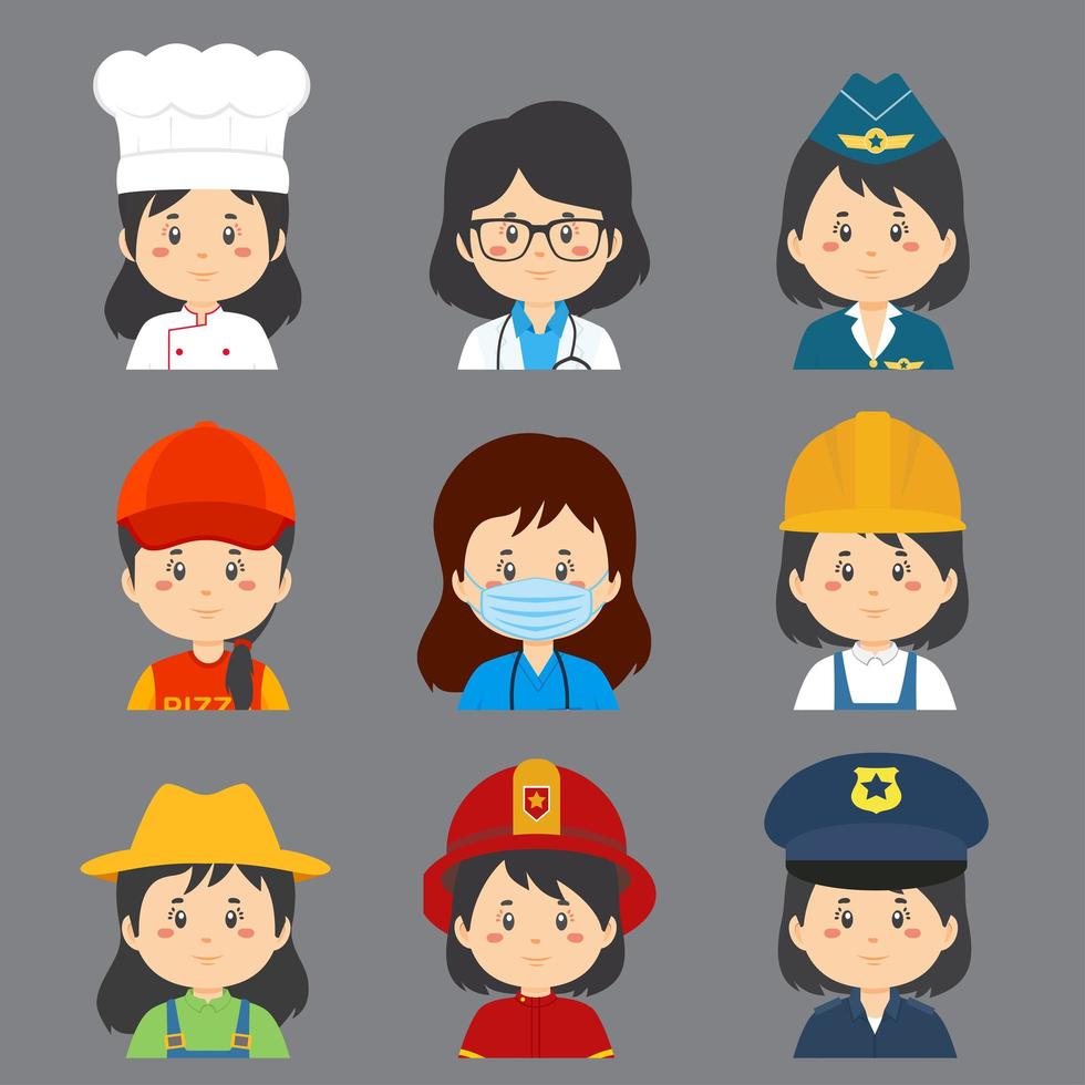 Great Variety of Female Worker Avatars vector