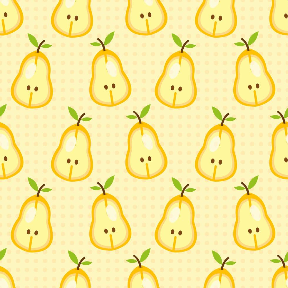 Sliced pear fruit seamless pattern vector