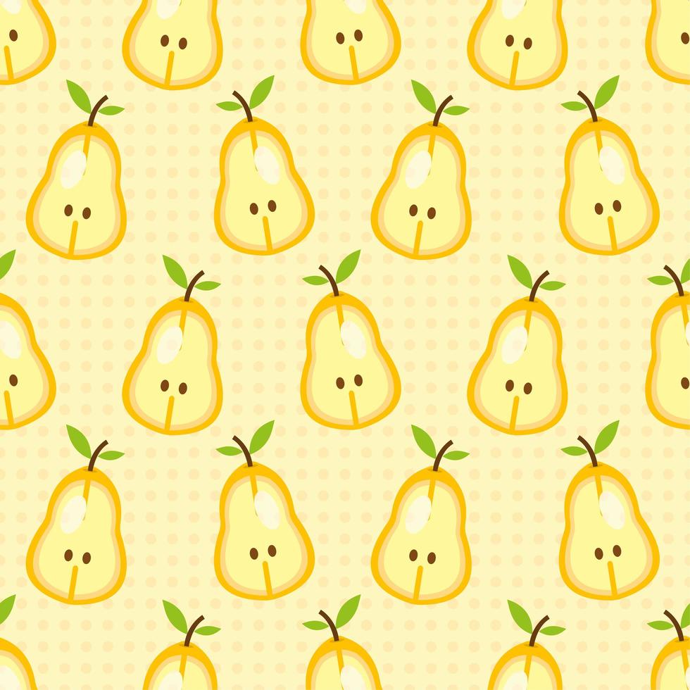 Sliced pear fruit seamless pattern vector