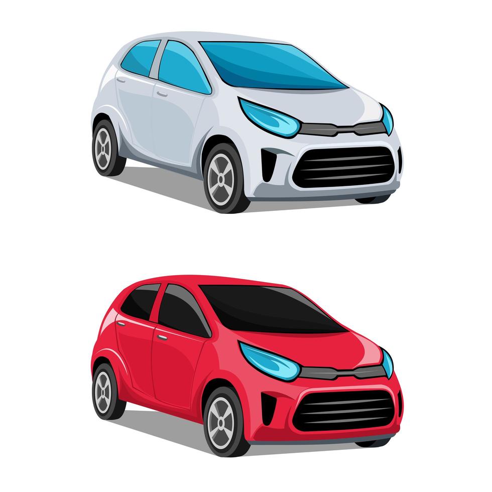 Red and white modern small car vector