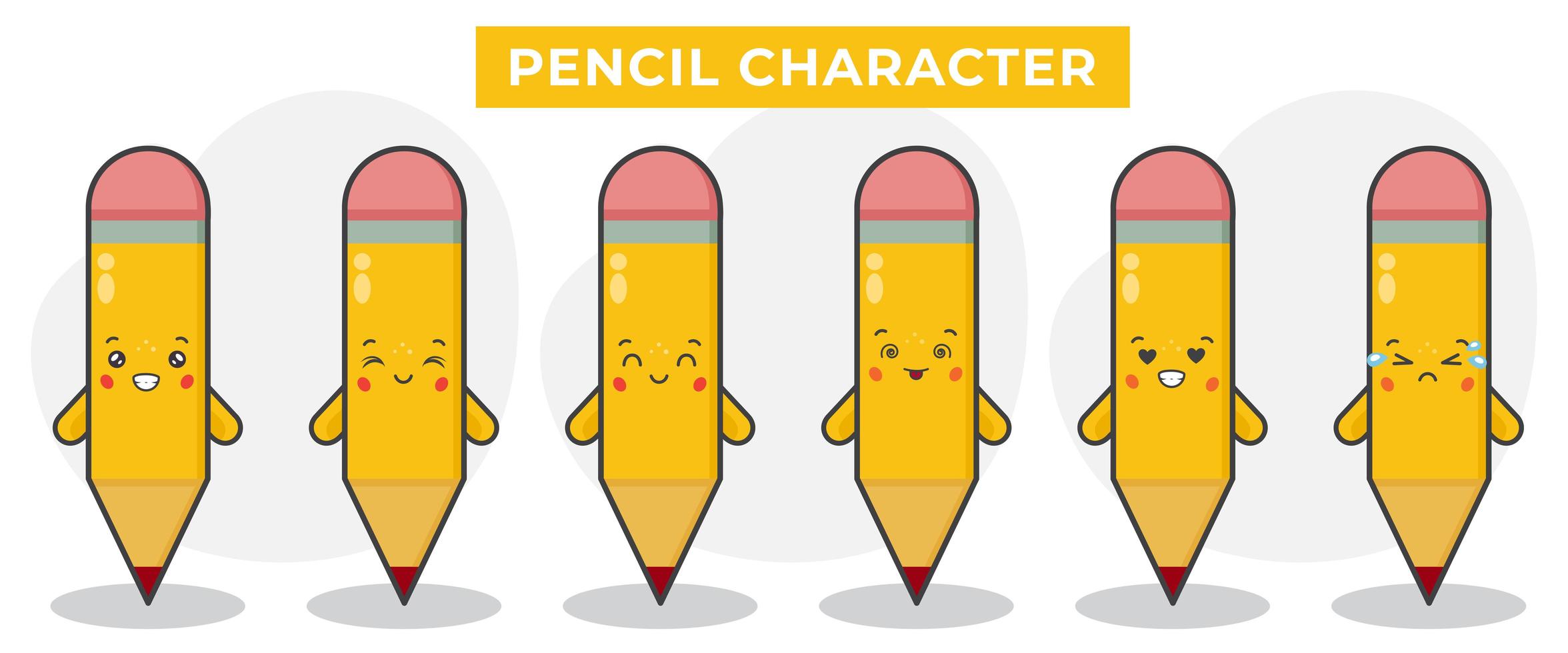 Cute Book Pencil With Various Expressions vector