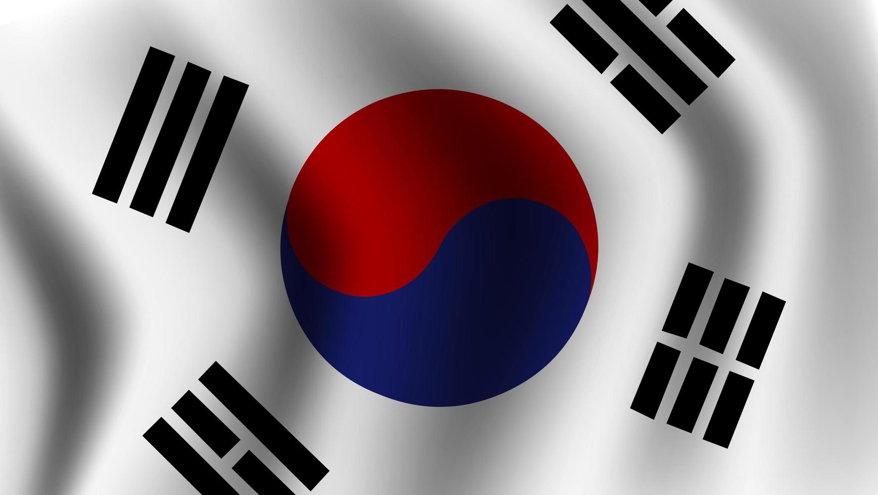 Realistic waving south korean flag vector