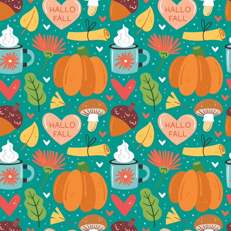 Autumn elements seamless pattern vector