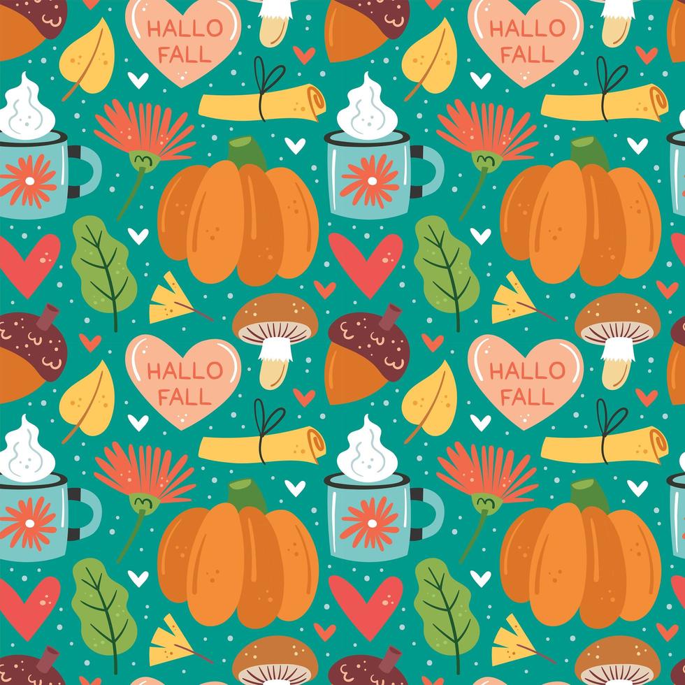 Autumn elements seamless pattern vector