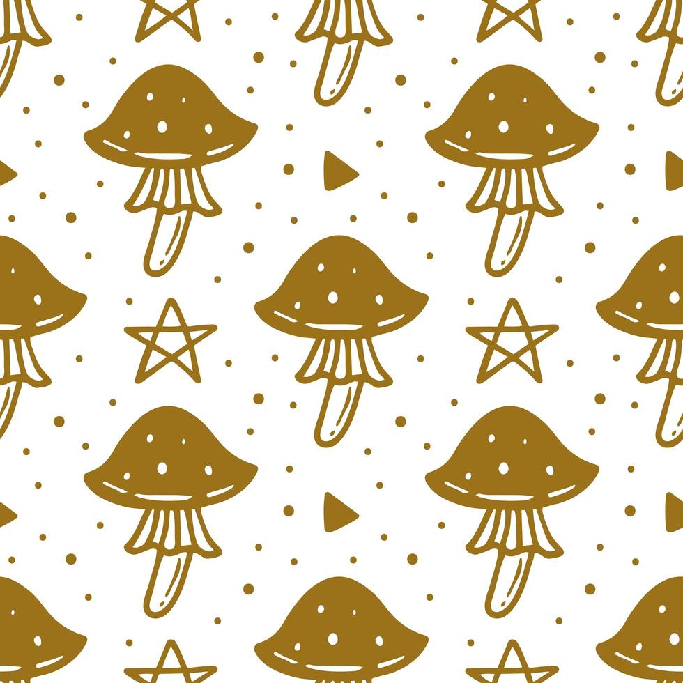 Poisonous mushroom, magic symbol Halloween seamless pattern vector