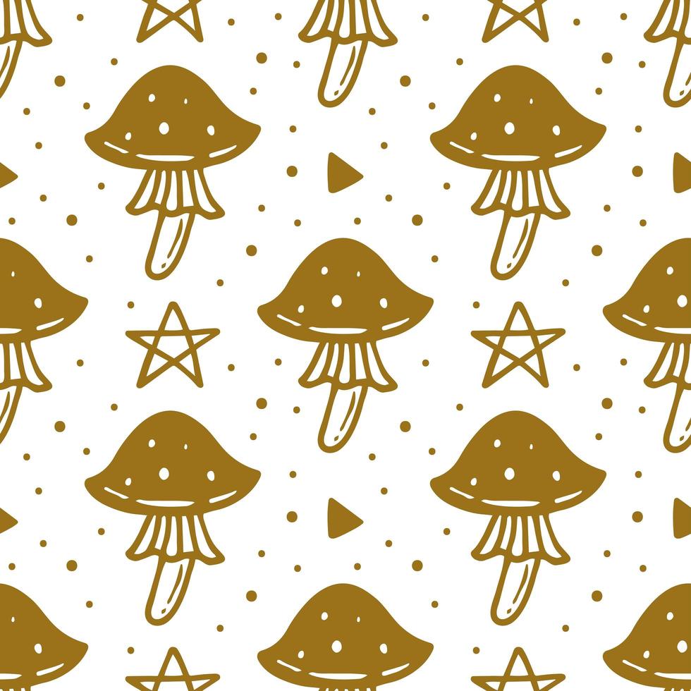 Poisonous mushroom, magic symbol Halloween seamless pattern vector