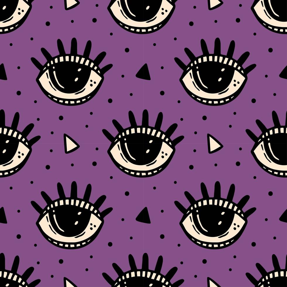 Black eye, magic symbol Halloween seamless pattern. vector