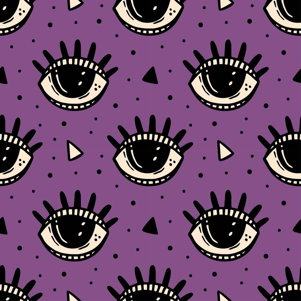 Black eye, magic symbol Halloween seamless pattern. vector