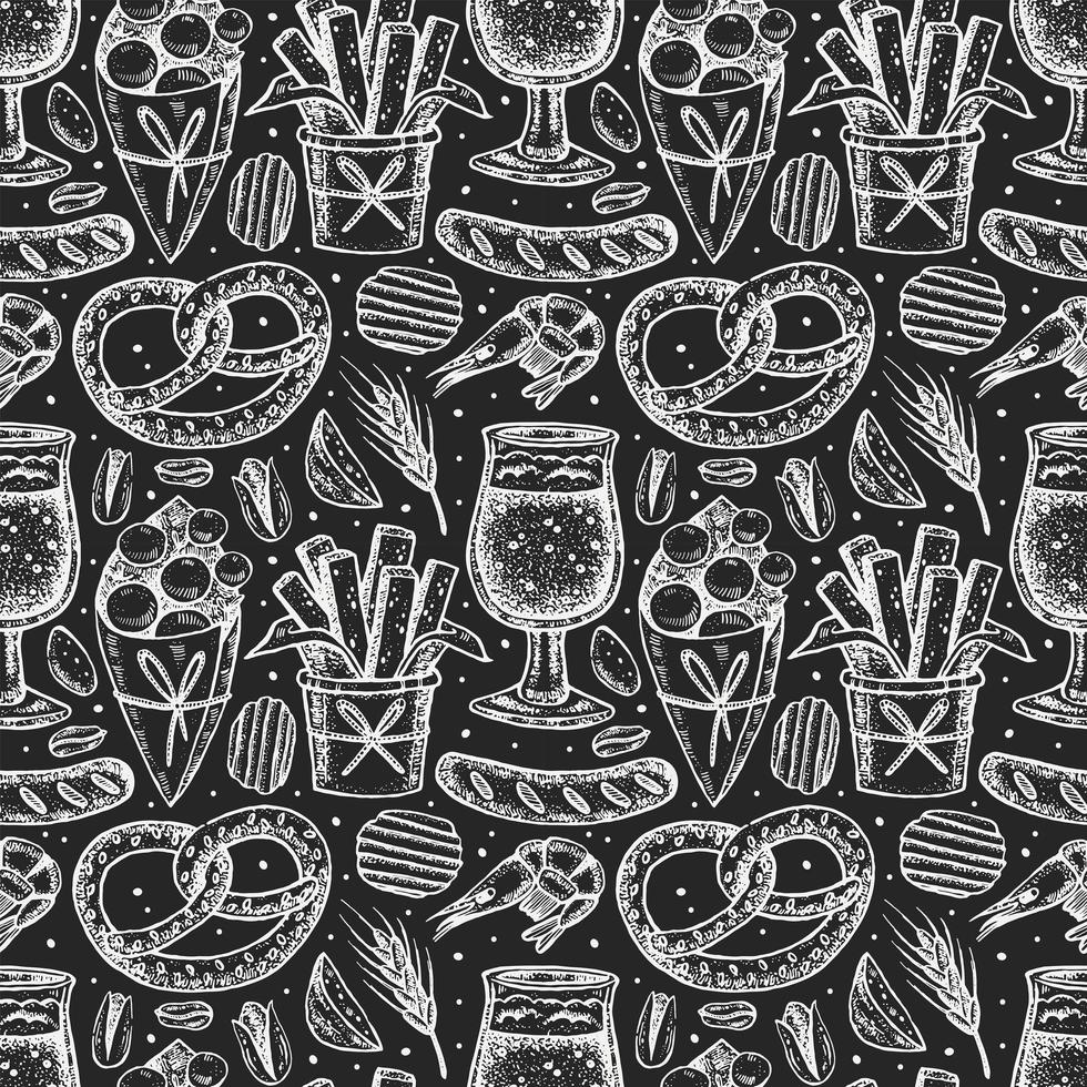 Oktoberfest chalk style seamless pattern vector
