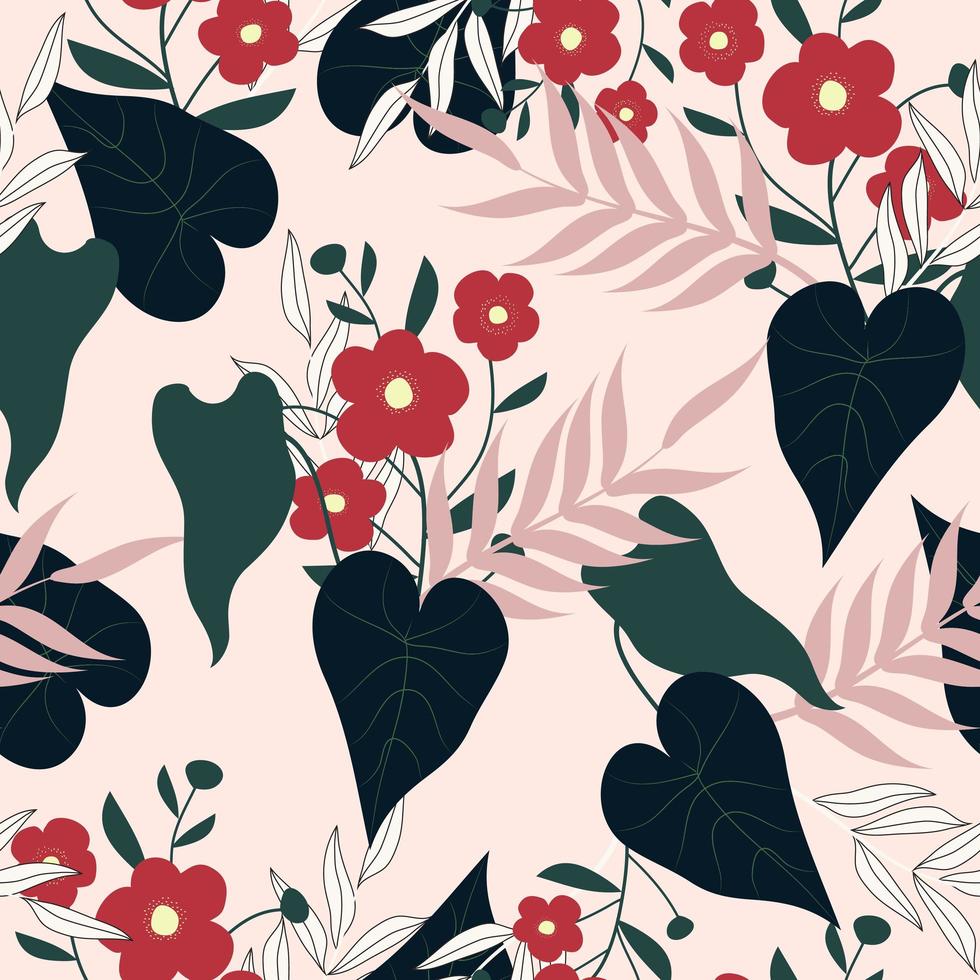 Elegant floral pattern on pink vector