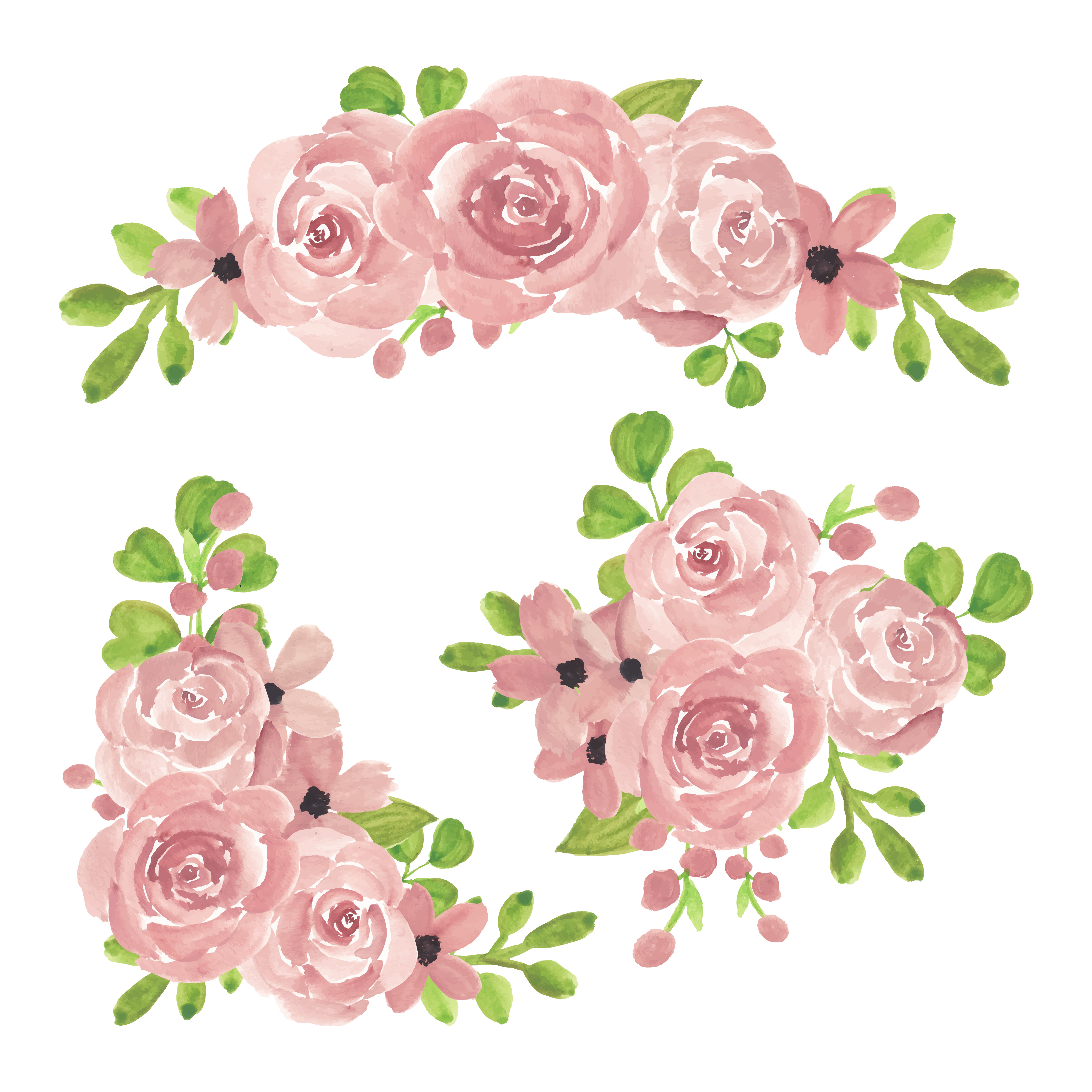 Watercolor Pink Rose Clipart Frame Wedding Floral Bouquet Png Etsy | My ...
